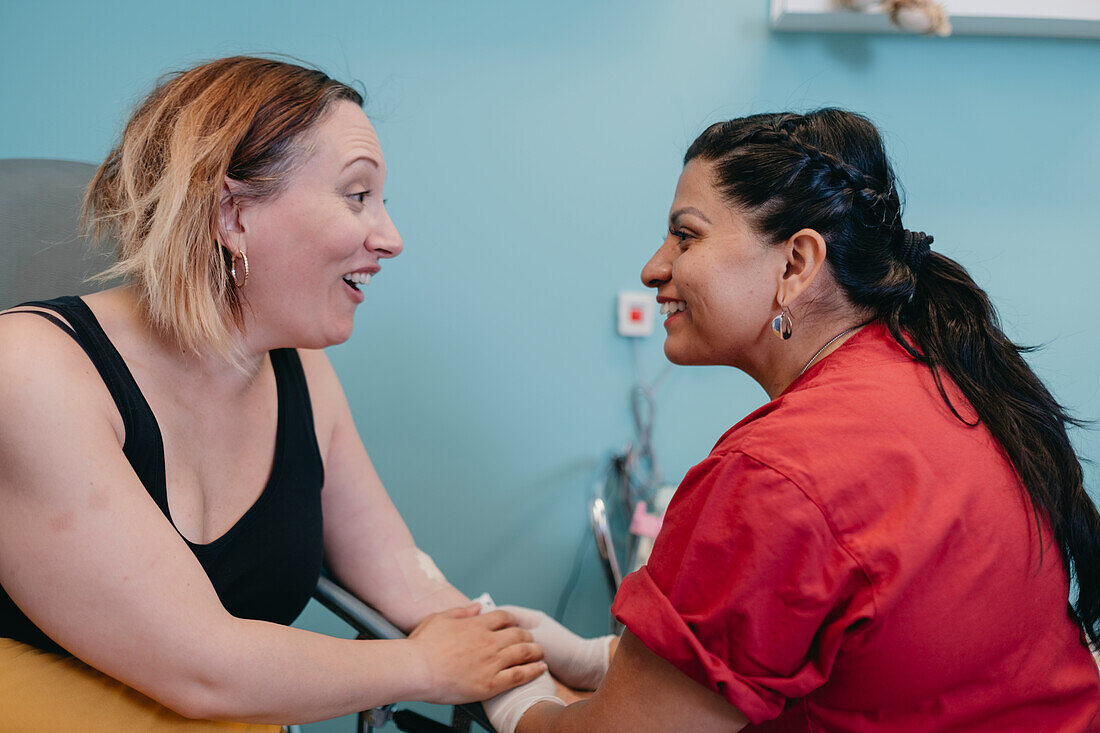 Woman having her blood taken for test