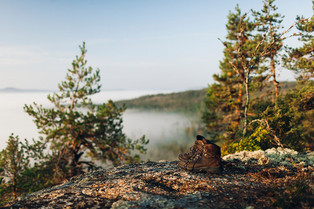 Hiking boots outdoors