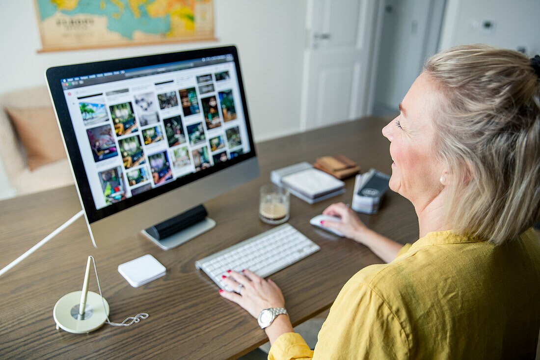 Woman in office using computer