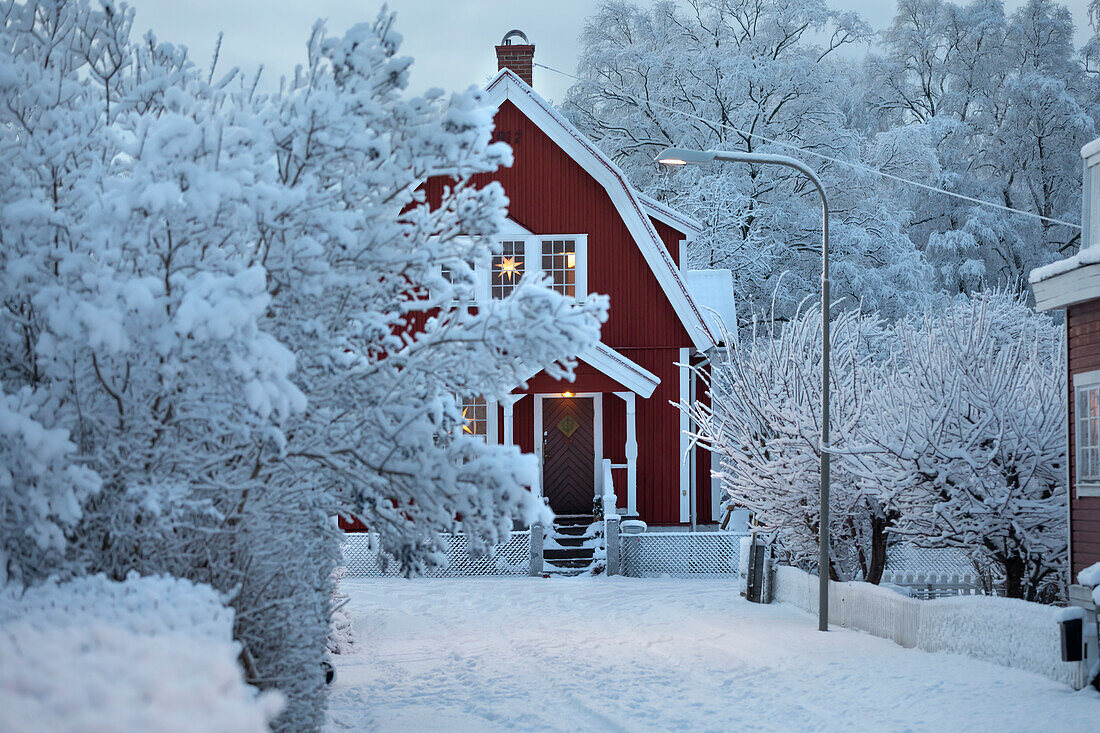 Wooden house at winter