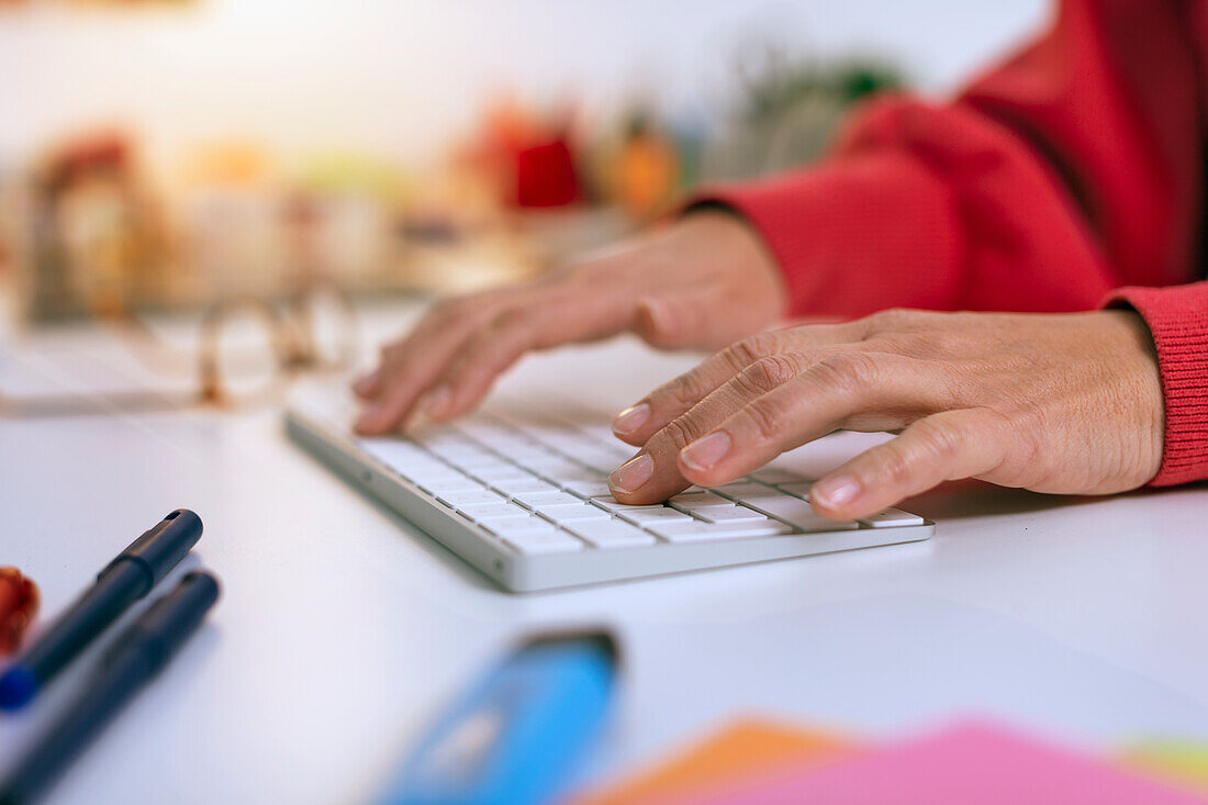 Hands on computer keyboard