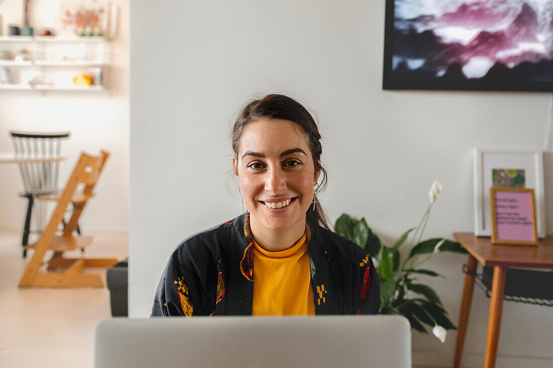 Woman using laptop