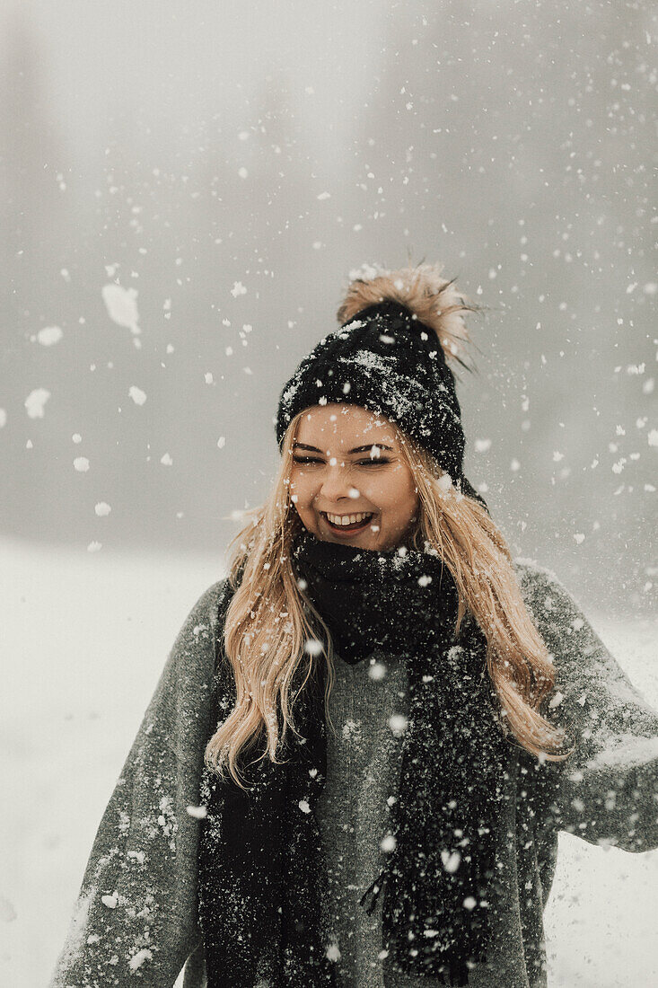 Happy woman at winter