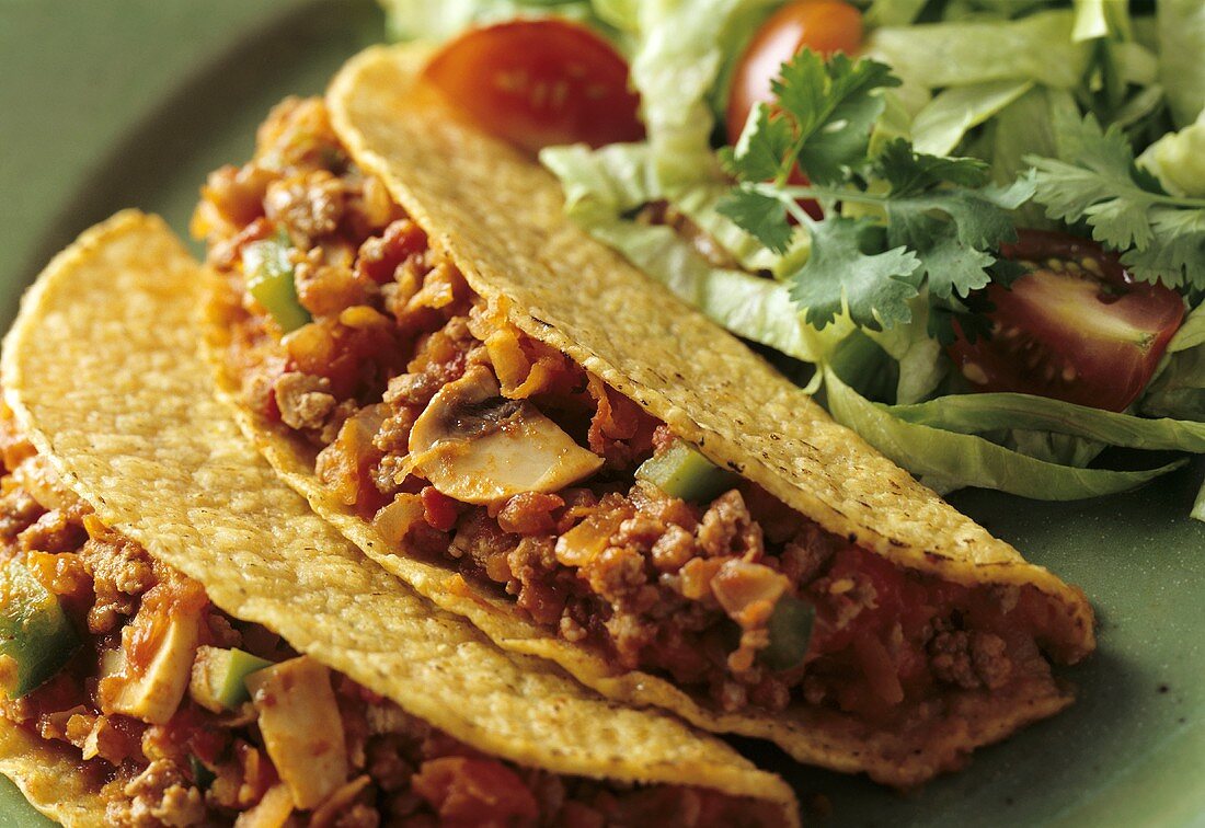 Tacos with spicy poultry mince filling