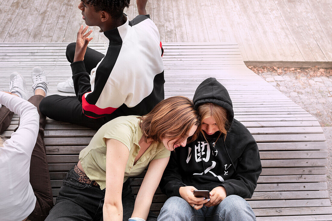 Teenage friends relaxing together