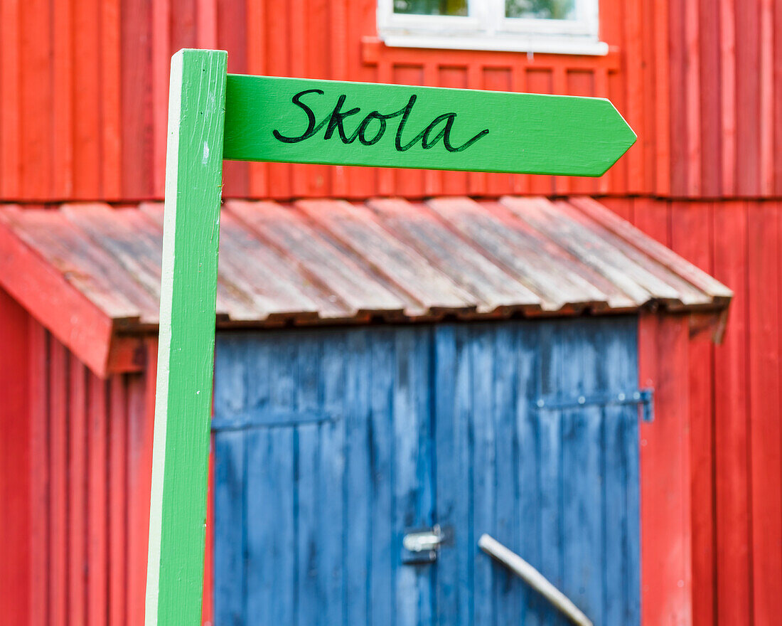 Wooden school sign