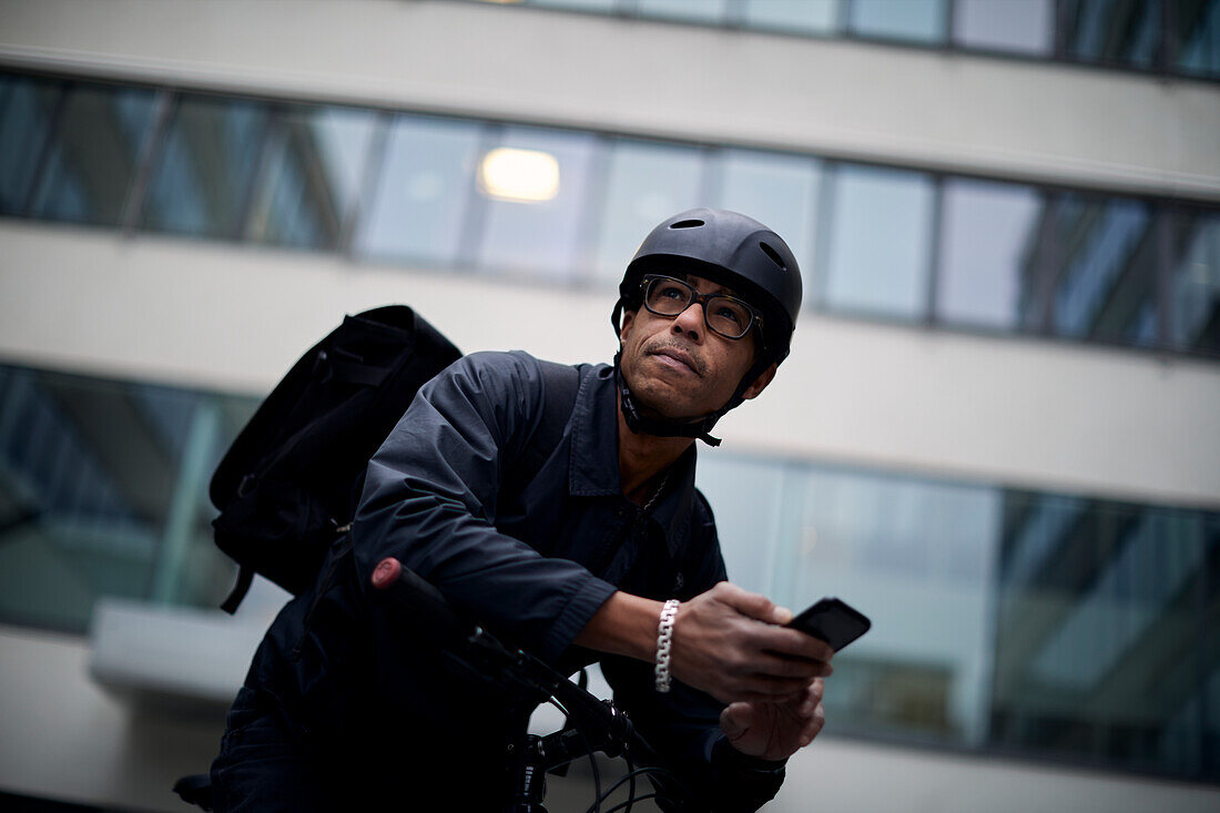 Bicycle courier using cell phone