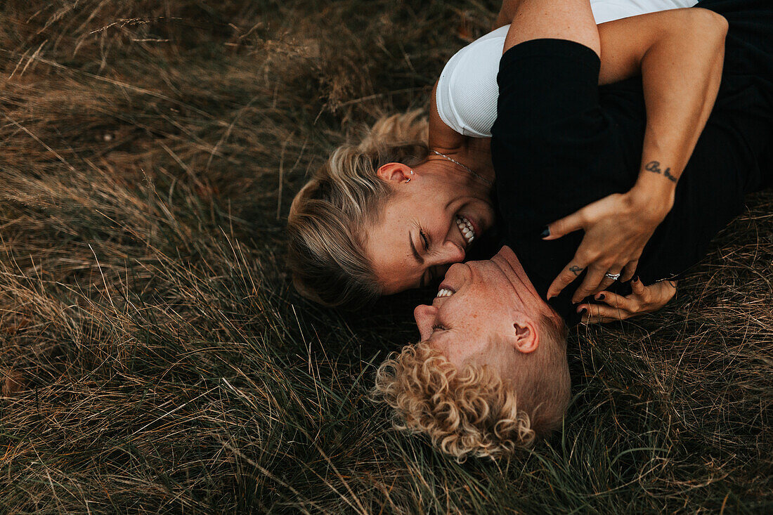 Happy female couple together