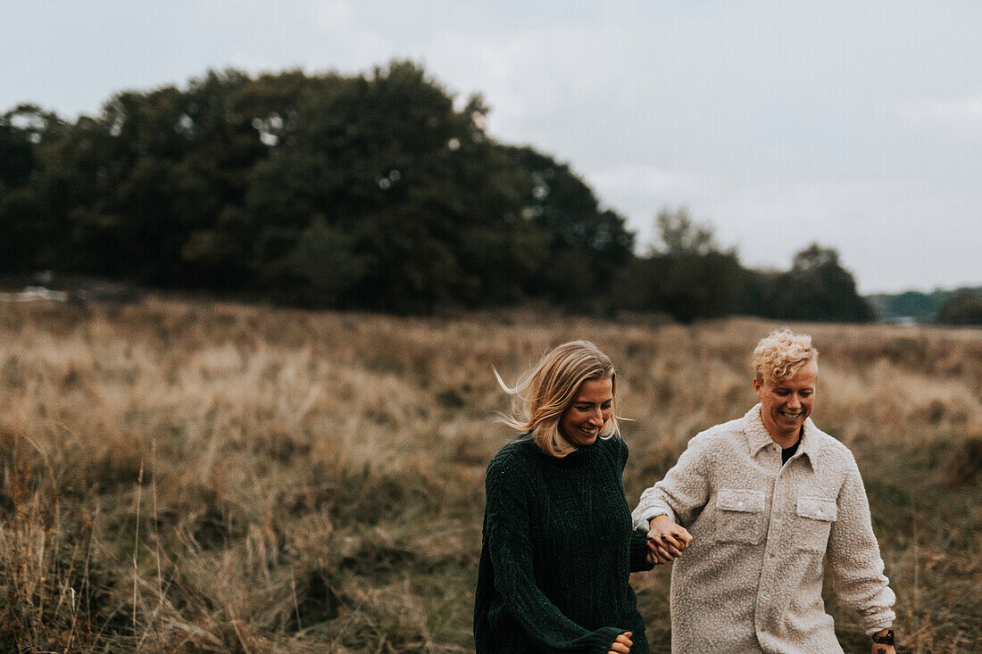 Happy female couple together