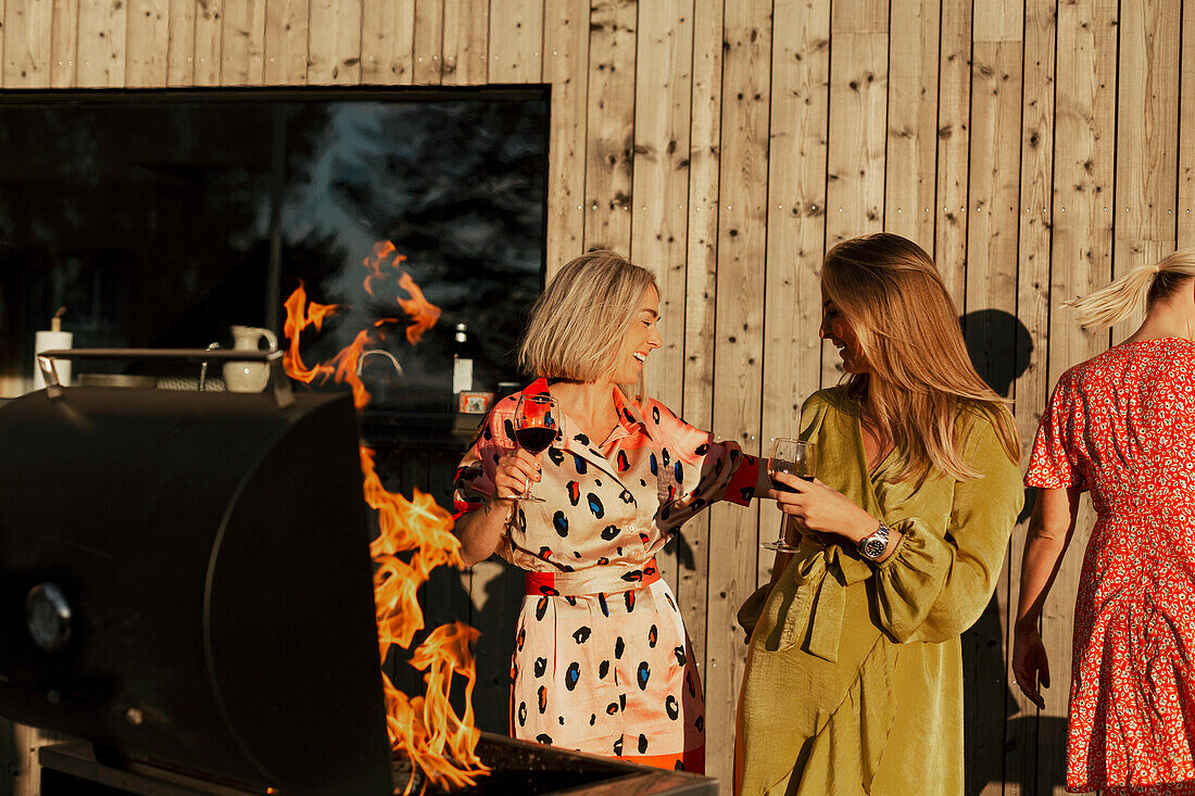 Three women having fun together