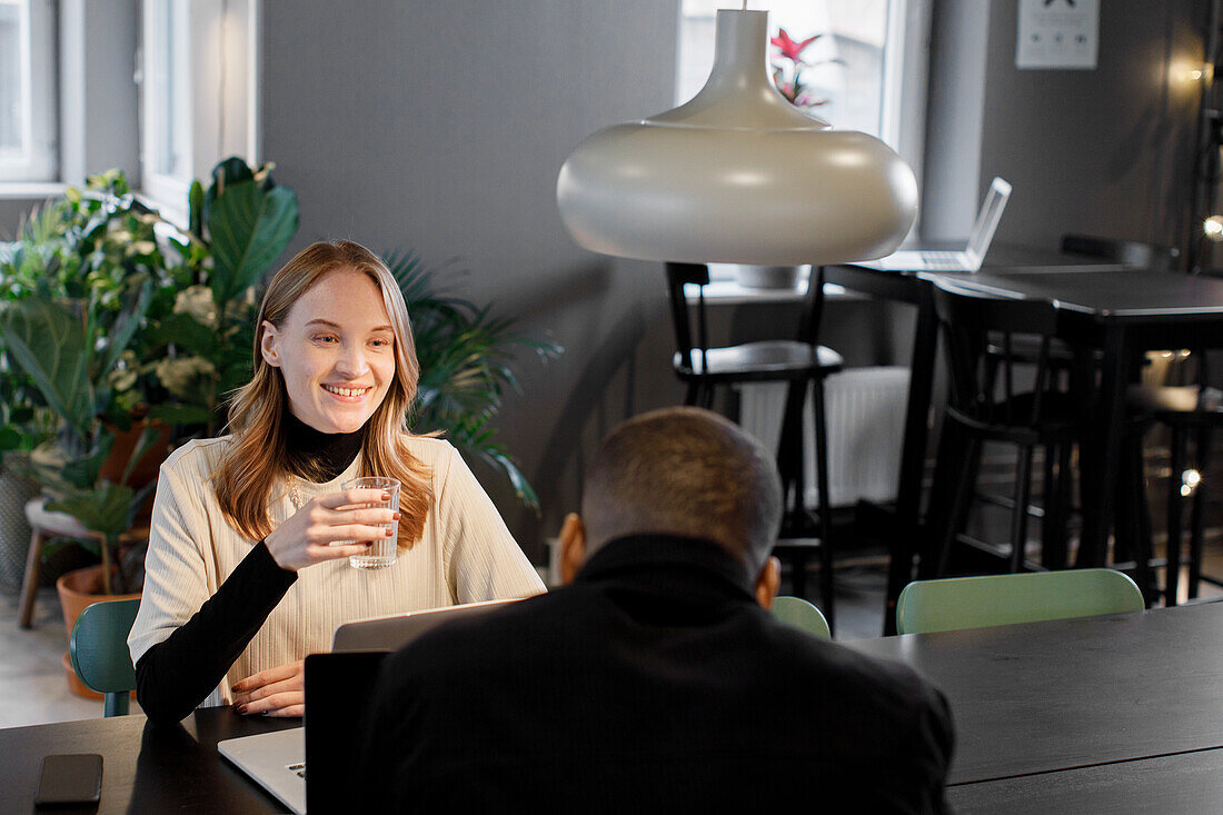 Woman talking in the office