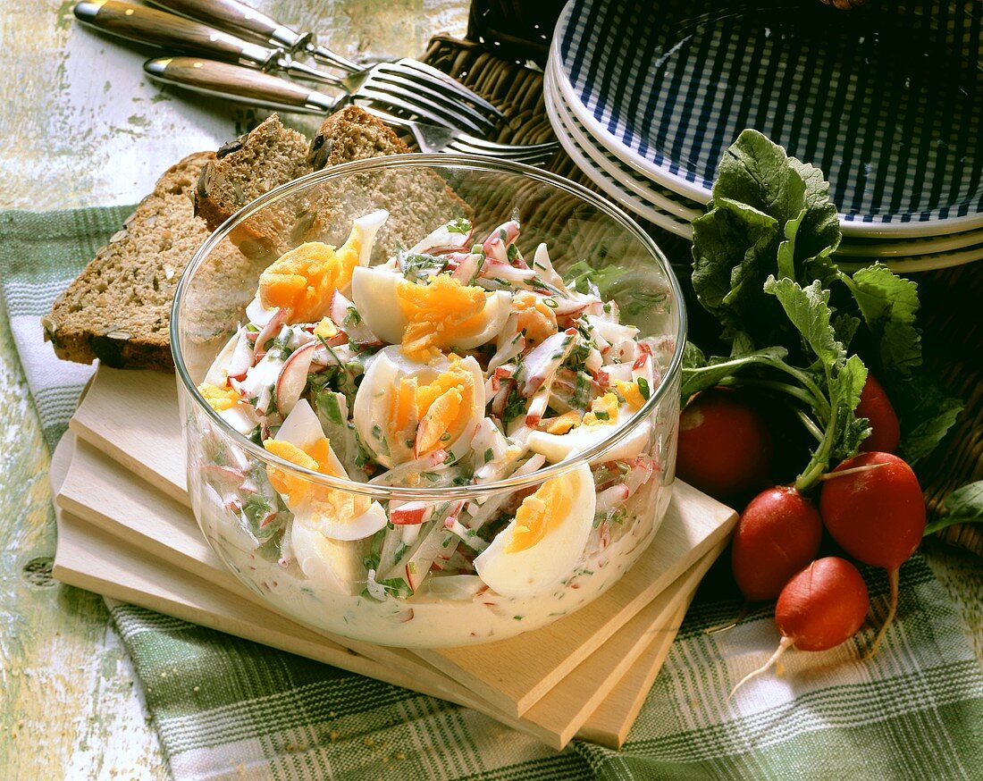 Egg salad with radishes and herbs