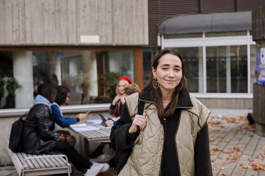 Smiling woman looking at camera