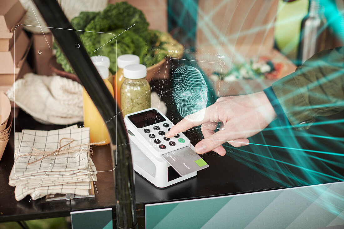 Man paying for food with payment card