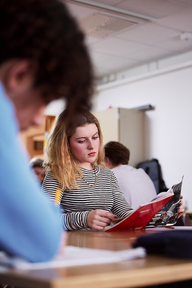 Teenage girl in classroom