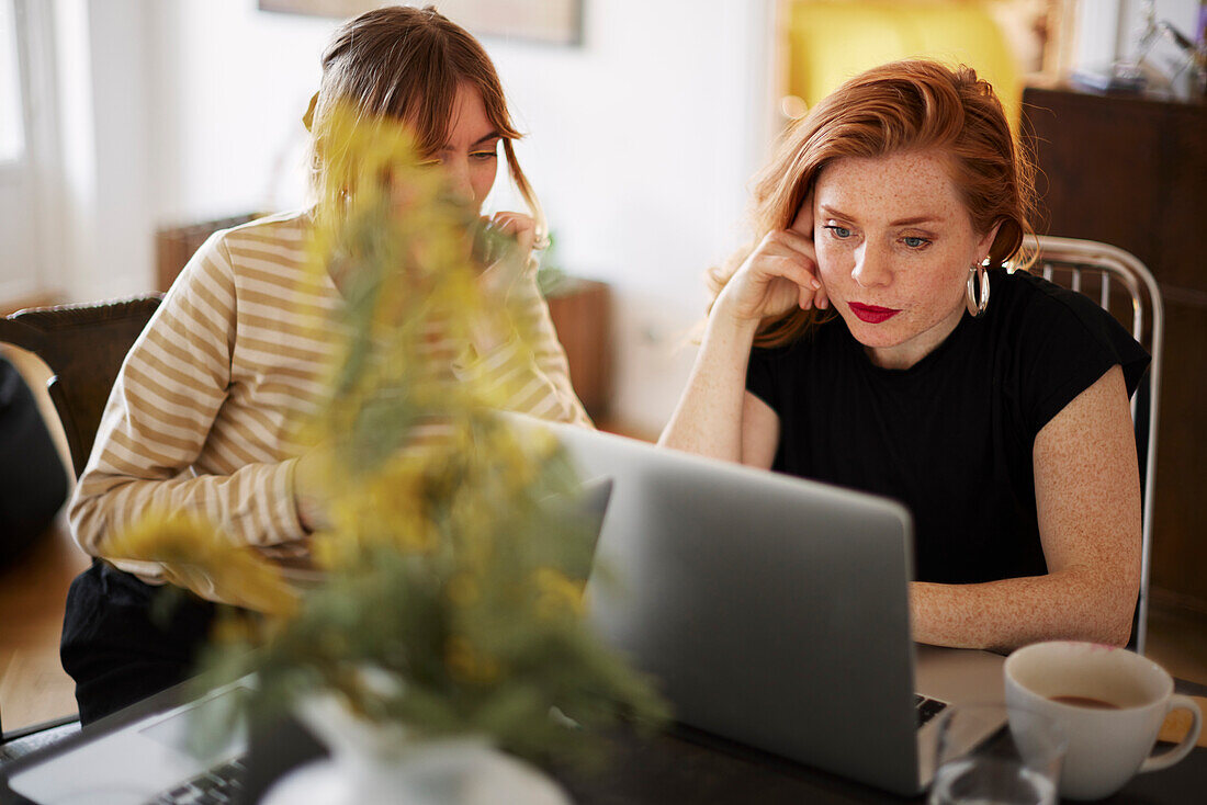 Women working together at home