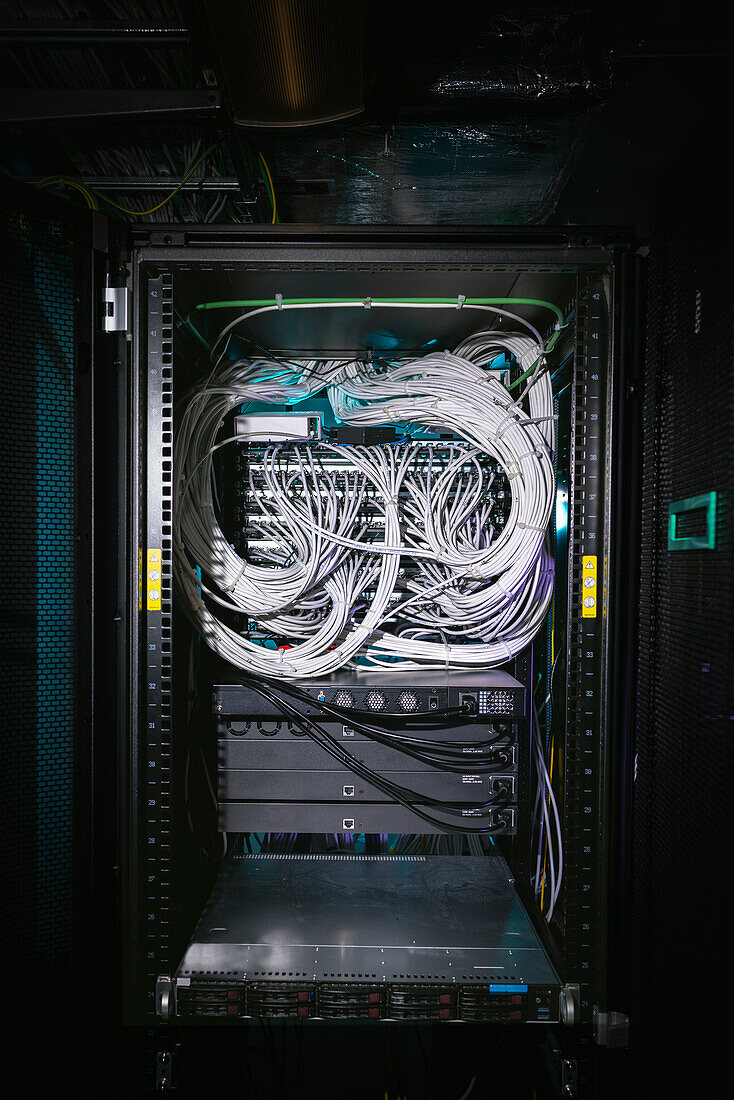 Bunch of cables in server room