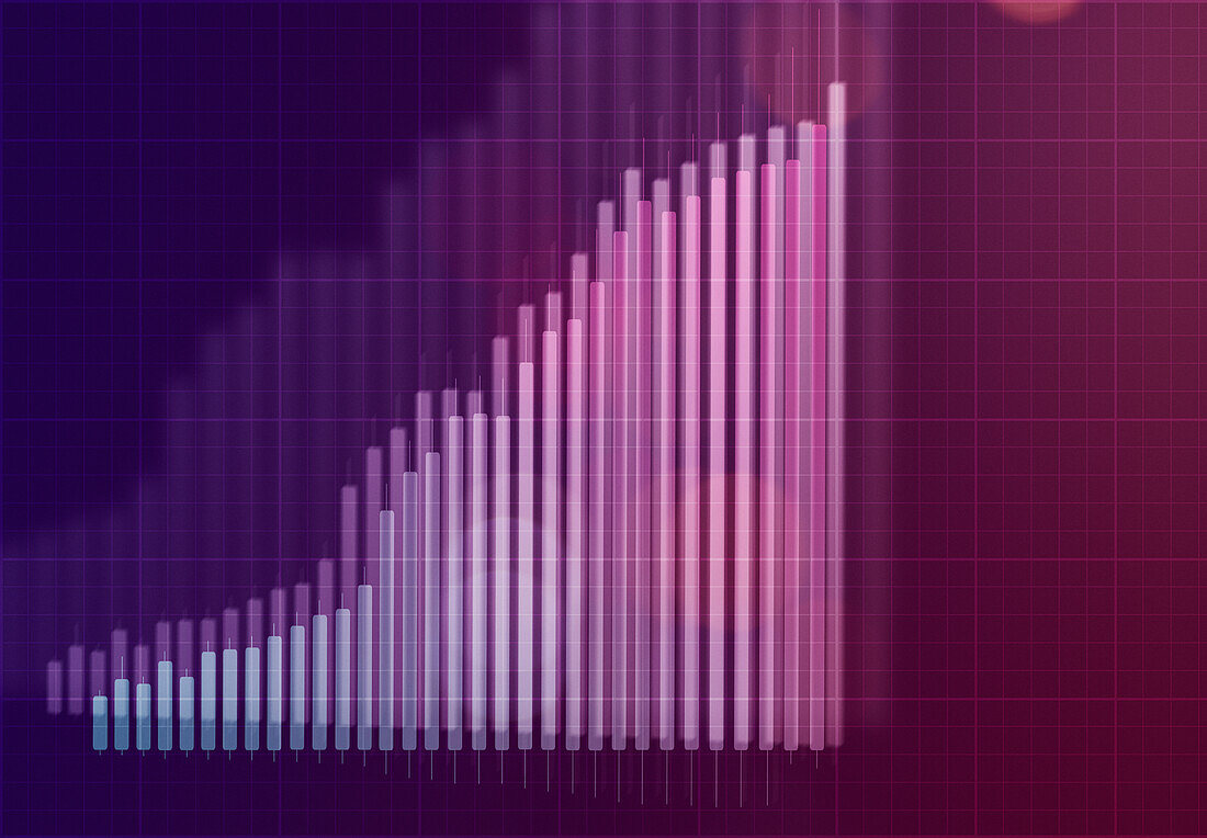 Financial chart on purple background