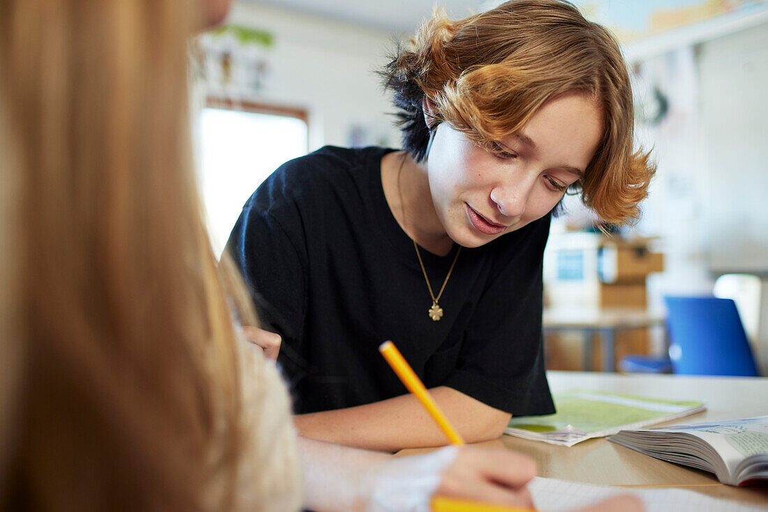 Students doing task in class