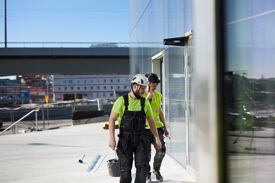 Workers at building site