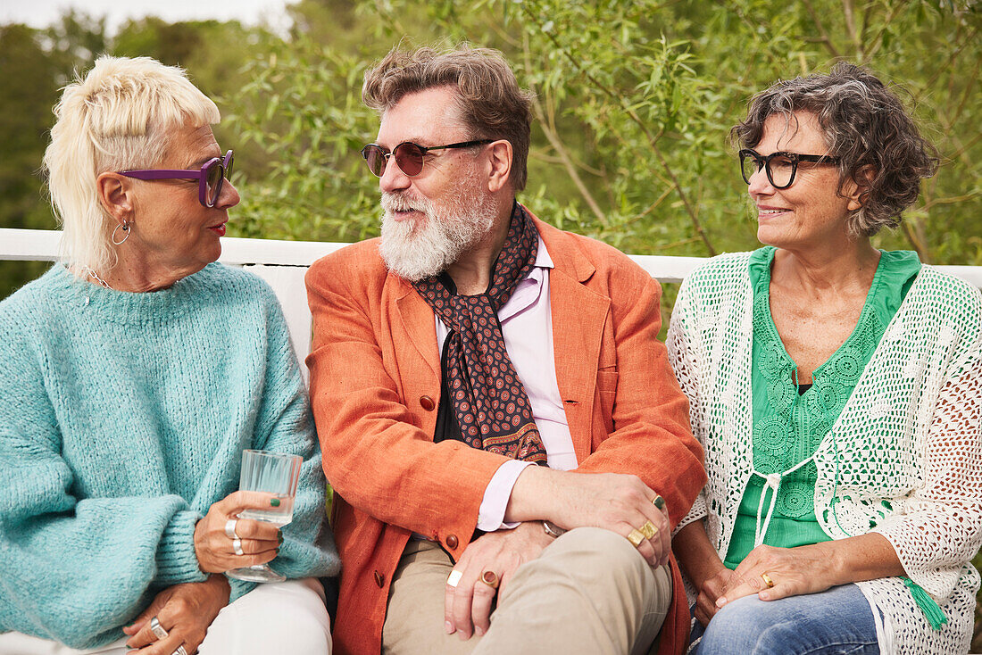 People sitting on bench