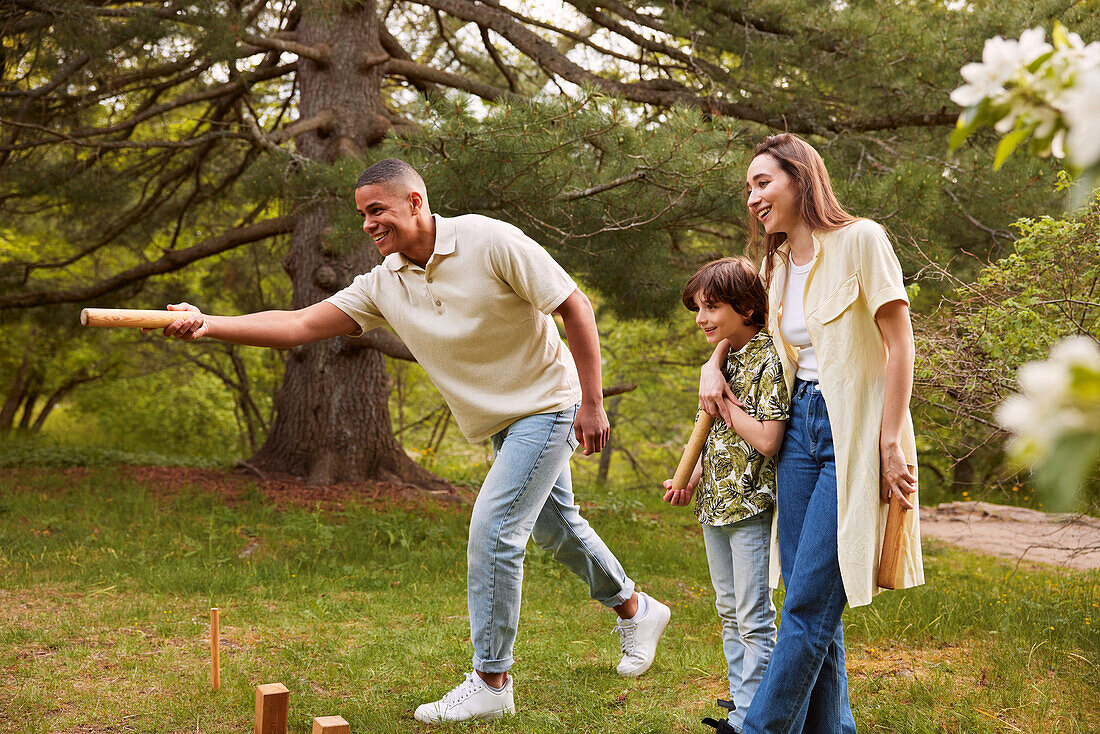 People playing molkky outdoors