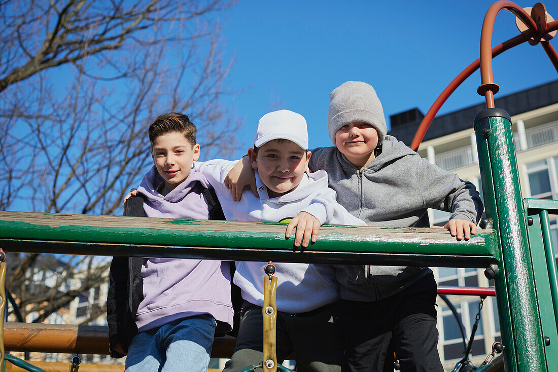 Portrait of boys on playground