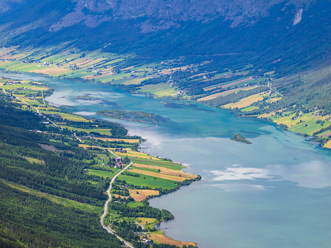 High angle view of glacial lake