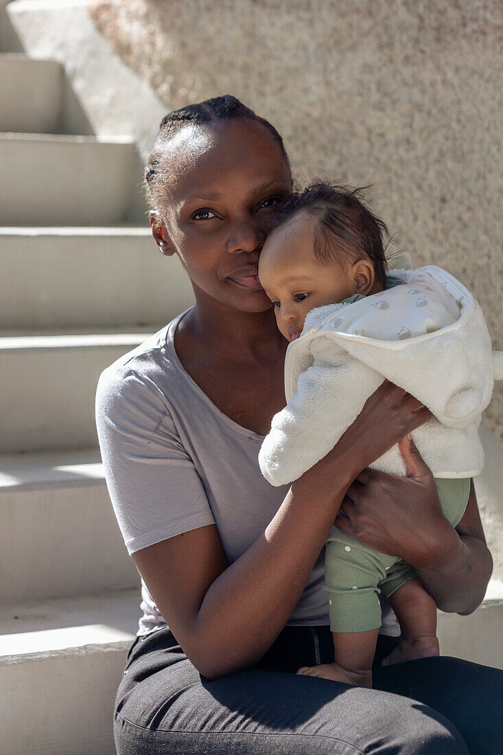 Mother holding baby