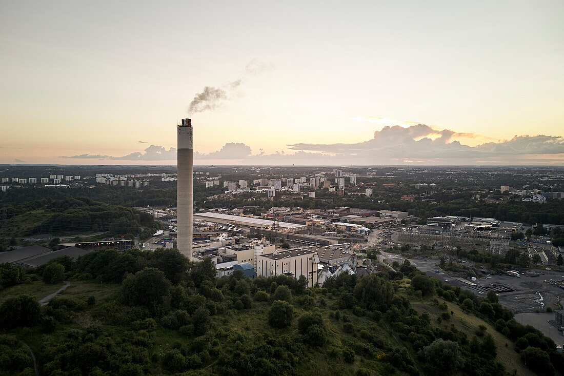 High angle view of industrial buildings