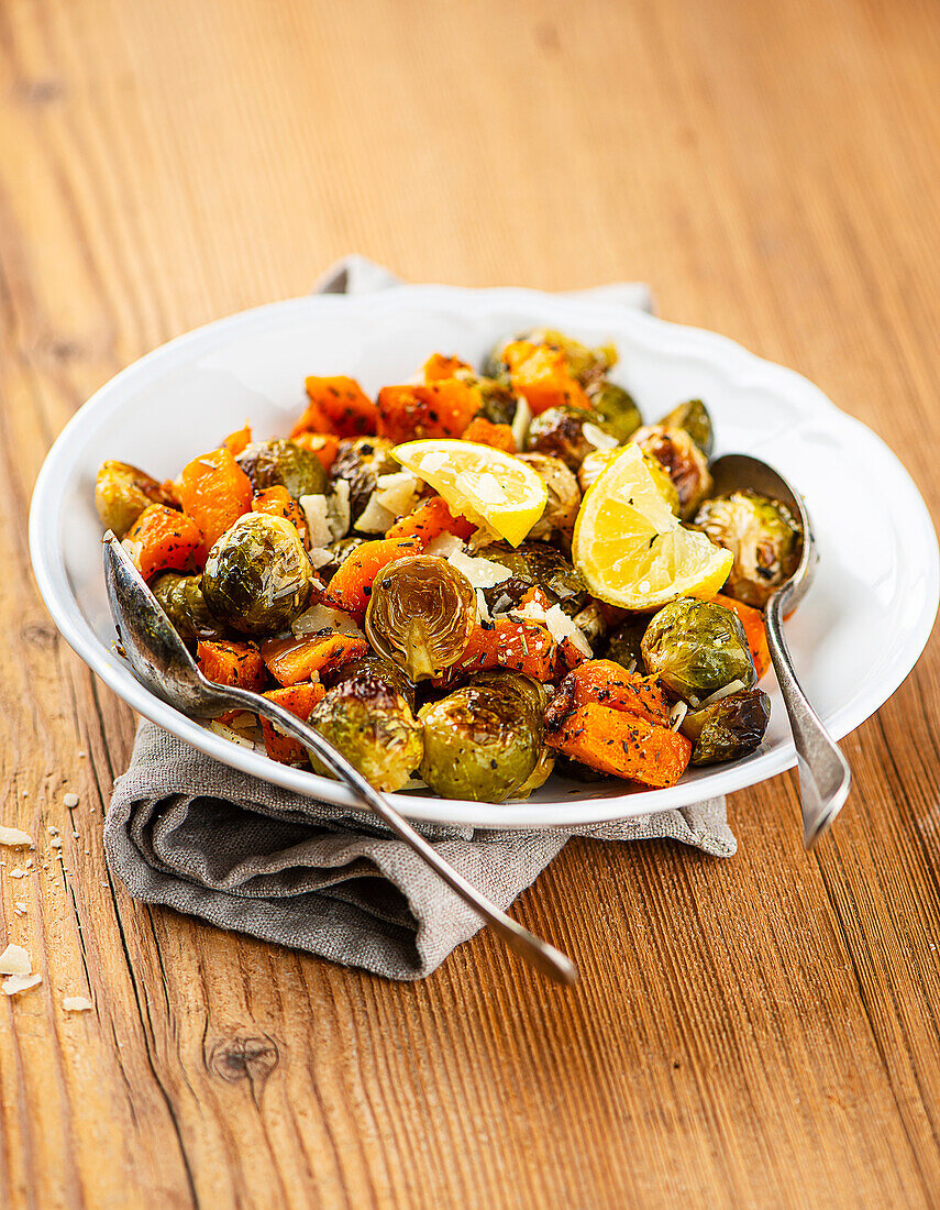 Brussels sprouts and pumpkin from the oven