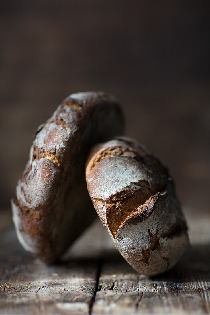 Two farmhouse bread loaves