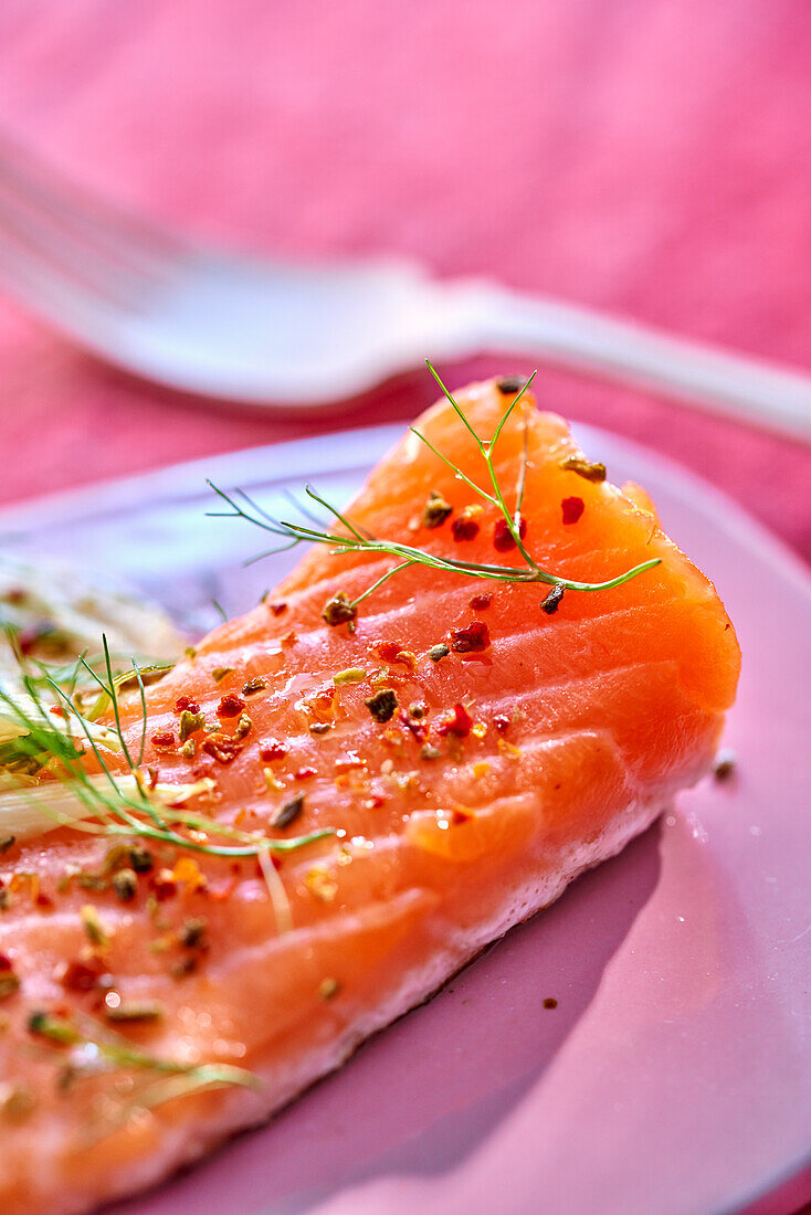 Half-cooked salmon