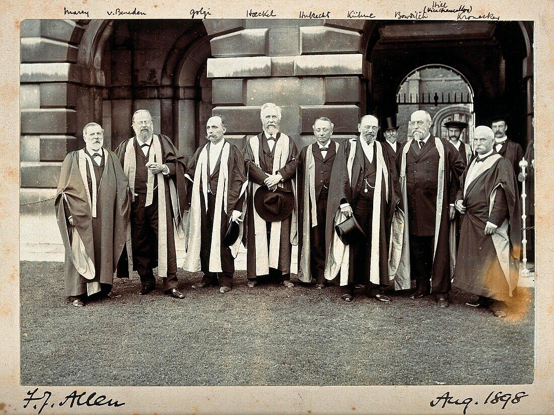 Scientists in academic dress at Cambridge University, 1898