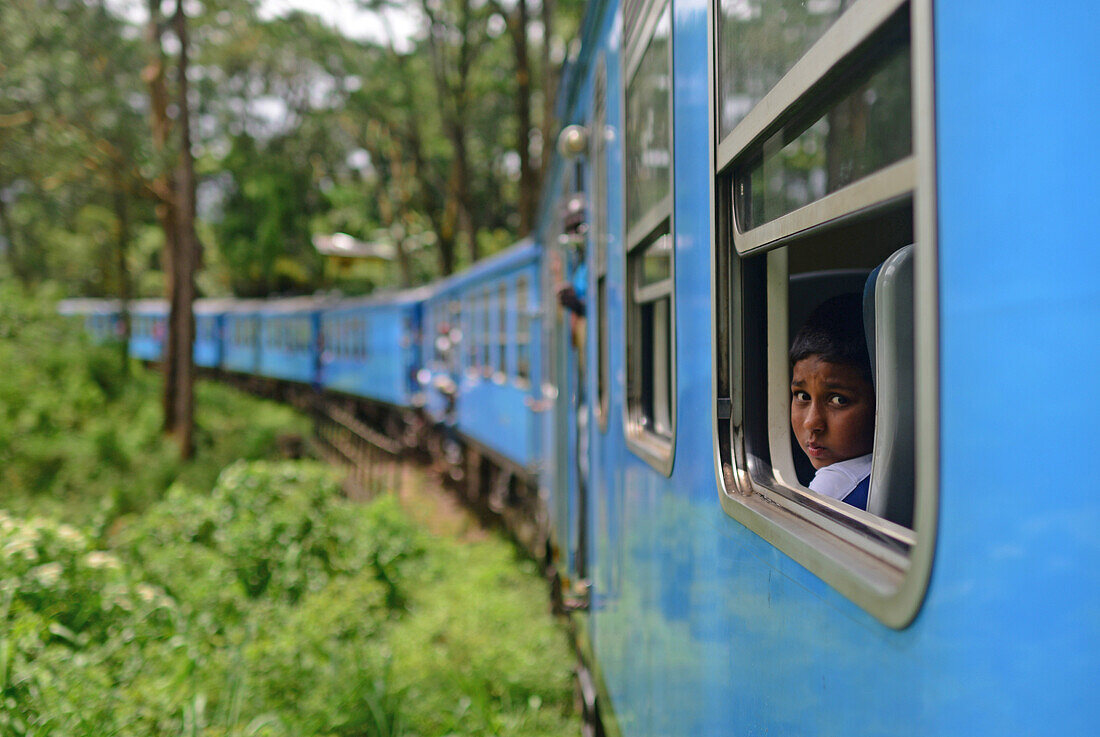 Boy on a train, Sri Lanka