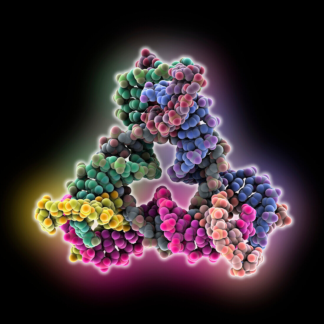 Self-assembling tensegrity DNA-triangle, molecular model