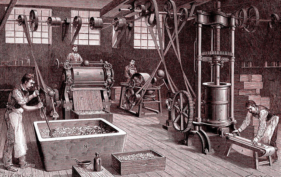 Soap factory, 19th century illustration