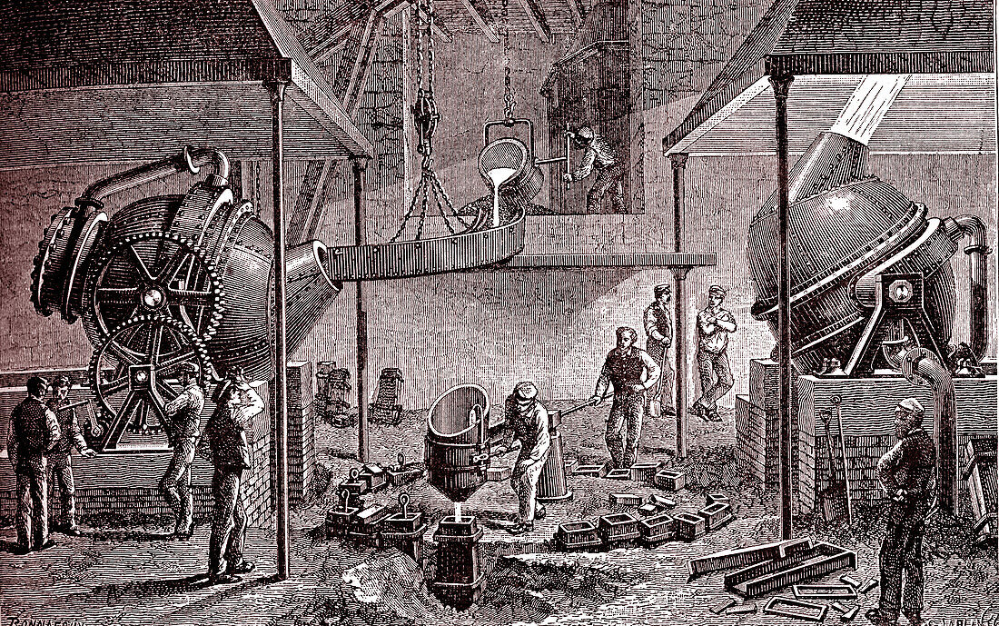 Steelworks, 19th century illustration