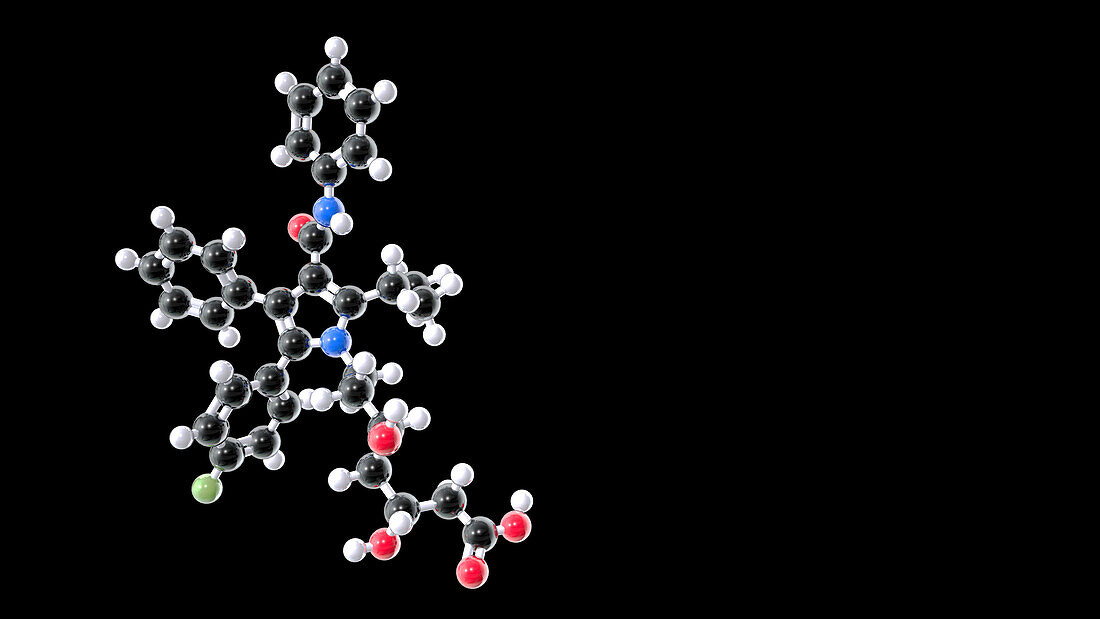Atorvastatin drug, molecular model
