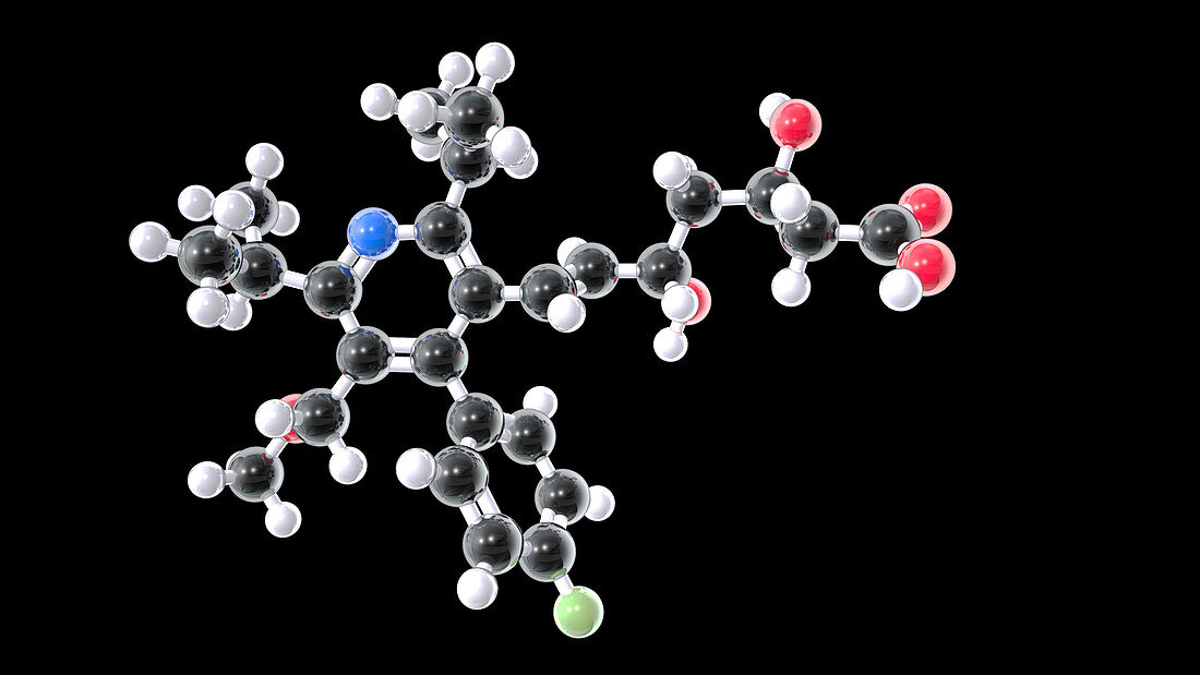 Cerivastatin drug, molecular model