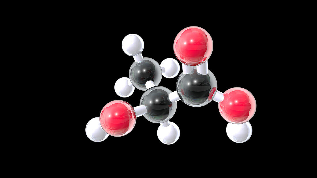 Lactic acid, molecular model