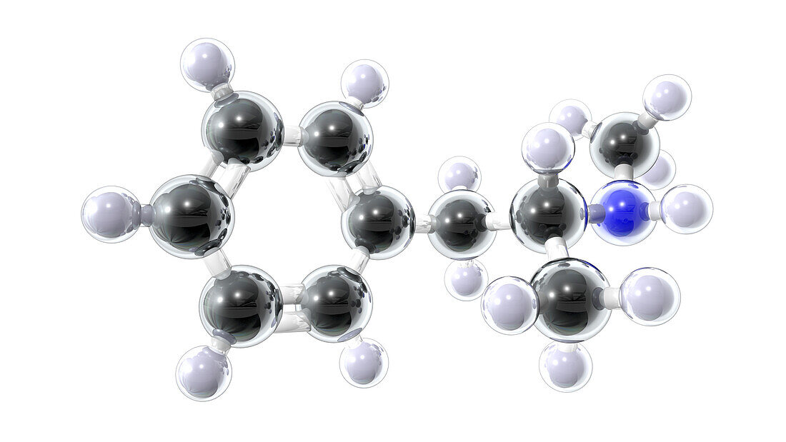 Methamphetamine, molecular model