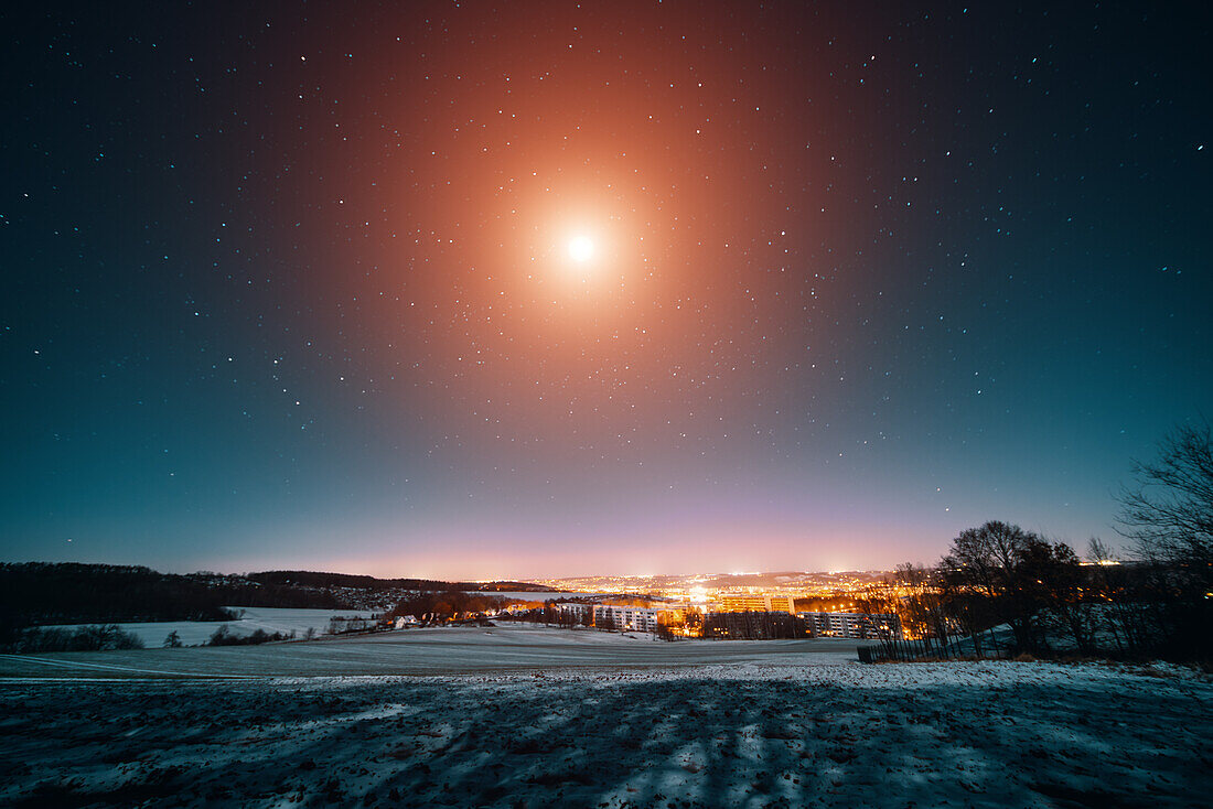 Winter landscape at night
