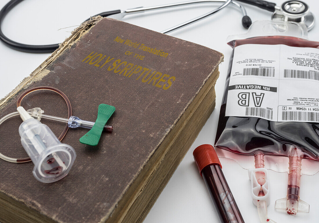Jehovah's Witnesses and blood transfusions, conceptual image