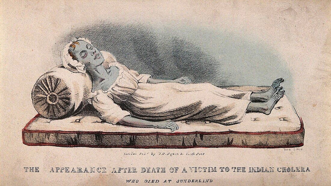 Cholera victim, 19th century illustration