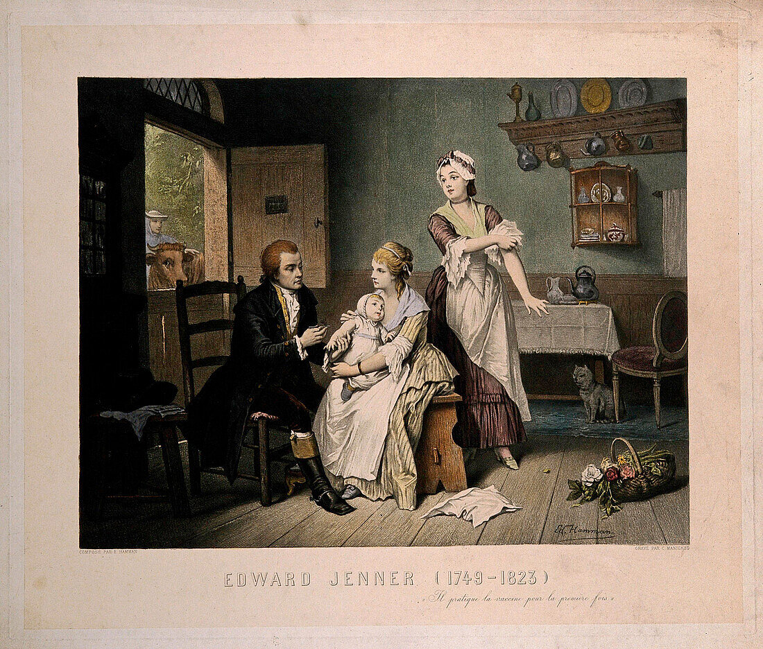 Edward Jenner vaccinating his son, illustration