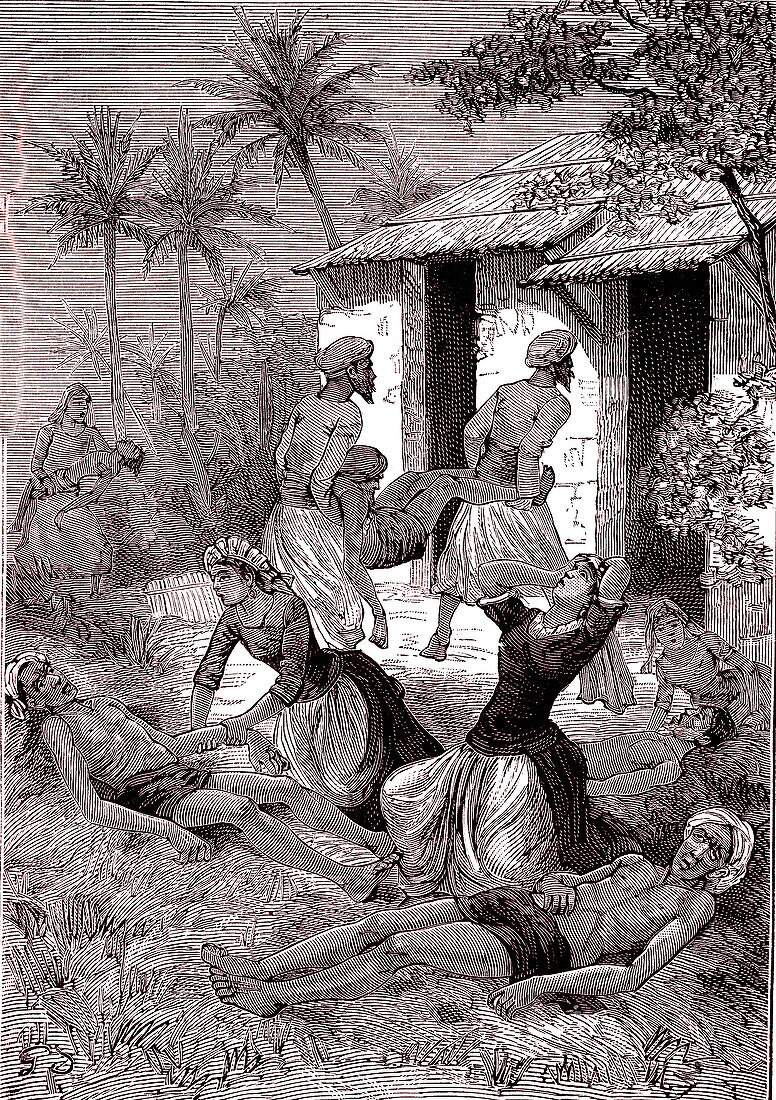 Cholera outbreak, 19th century illustration
