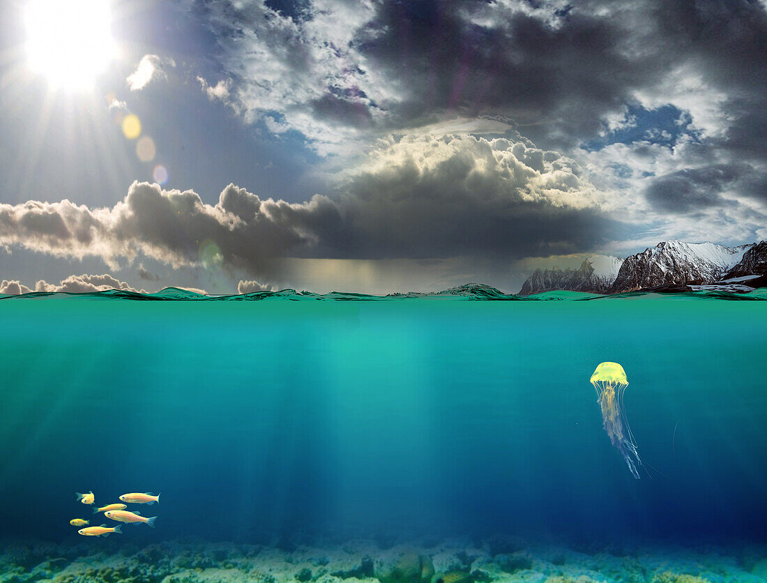 Ocean-atmosphere interaction, illustration