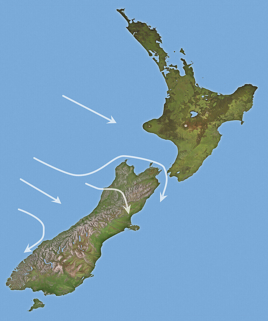 Winds in New Zealand, illustration