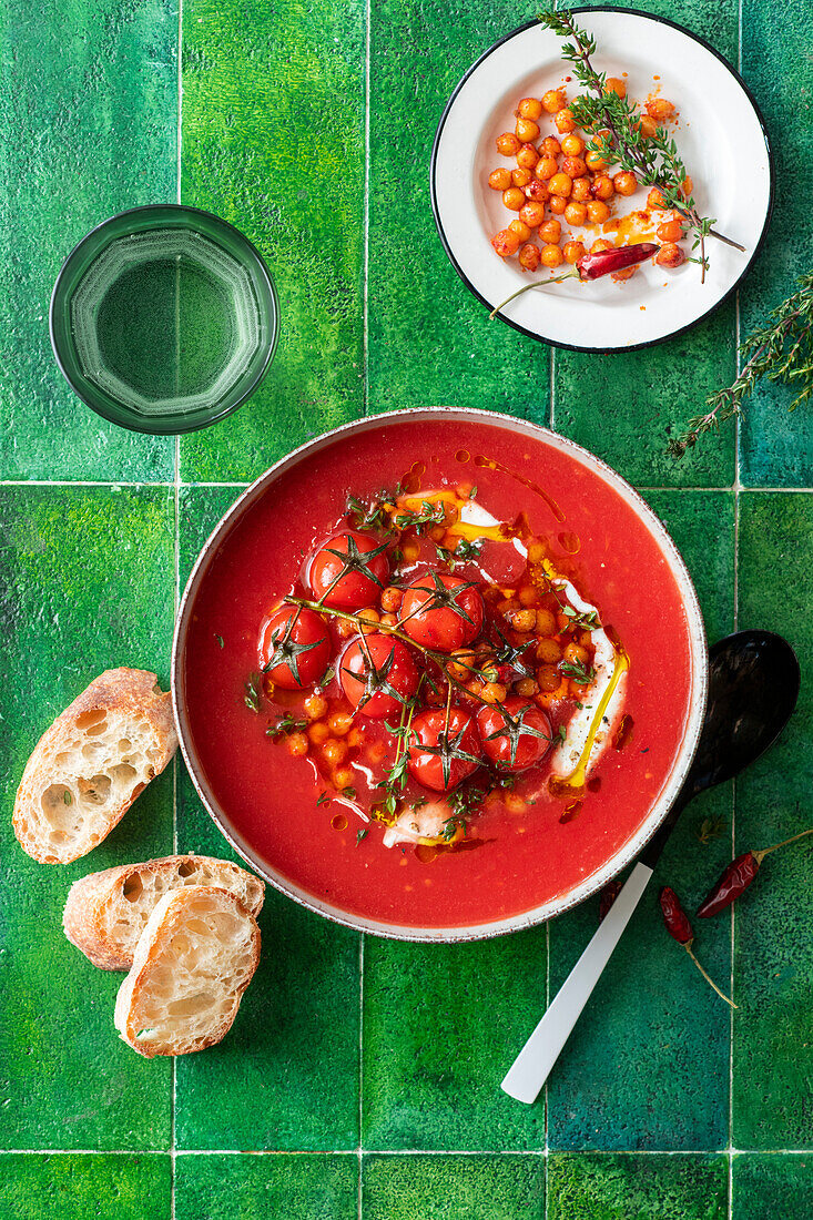 Tomato soup with chickpeas